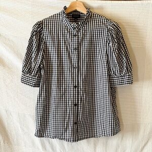 Who What Wear Monochrome Gingham Top